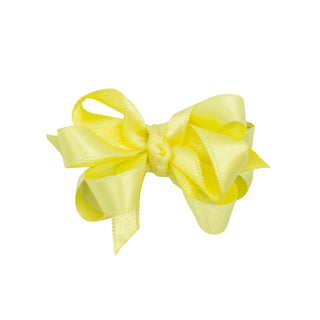 French Satin Hair Bow - Light Yellow