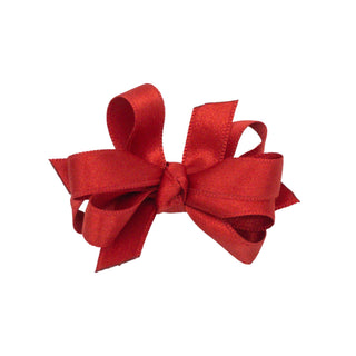 French Satin Hair Bow - Ruby