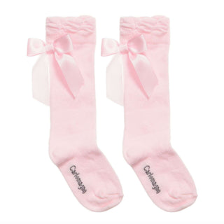 Bow Knee High Socks - Pink - FINAL SALE