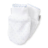 White with Blue Dots