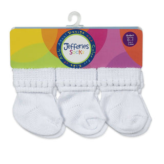 Rock-A-Bye Turn Cuff Socks 6 Pair Pack - White