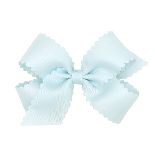 Scallop Edge Hair Bow - Powder Blue