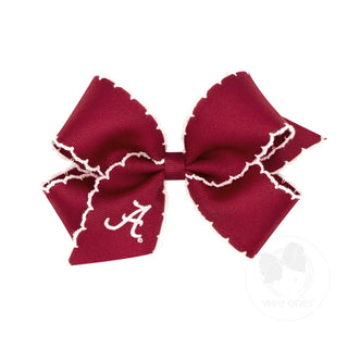 Embroidered Grosgrain Moonstitch Hair Bow - Alabama Game Day