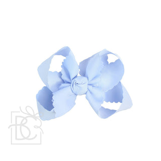 Scalloped Edge Hair Bow - Millenium Blue