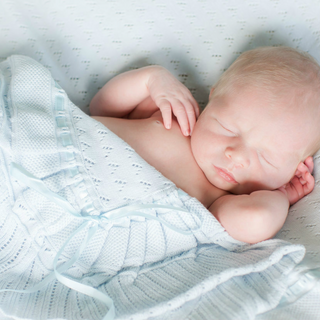 Pointelle Knit Ruffle Blanket - Blue