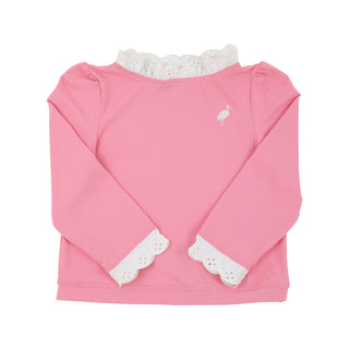 Winnie's Wave Spotter Swim Shirt (UPF 35+) - Hamptons Hot Pink and Worth Avenue White - FINAL SALE