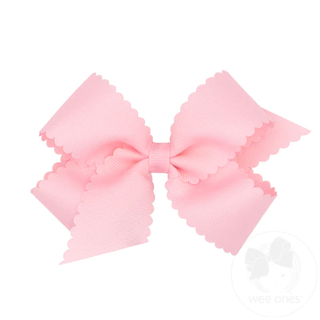 Scallop Edge Hair Bow - Light Pink
