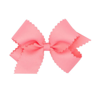 Scallop Edge Hair Bow - Coral