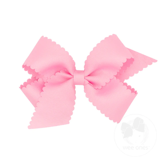 Scallop Edge Hair Bow - Pearl Pink
