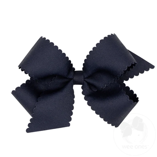 Scallop Edge Hair Bow - Navy