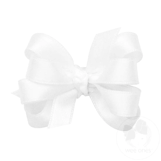 Final Touch White Satin Oversized Bow Hair Clip