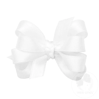 French Satin Hair Bow - White