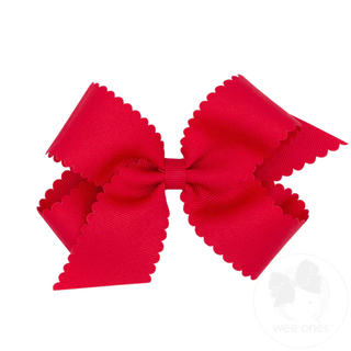 Scallop Edge Hair Bow - Red