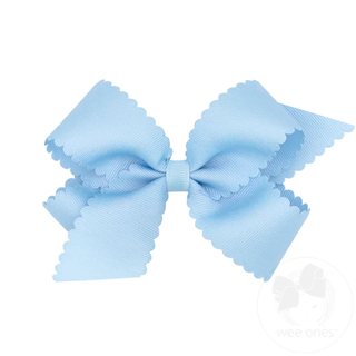 Scallop Edge Hair Bow - Millennium Blue