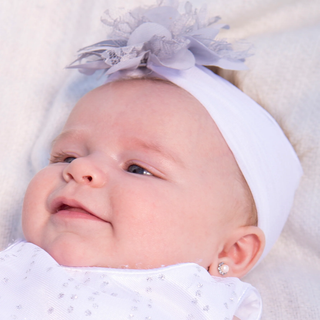 Sterling Silver White Pearl Button Earrings