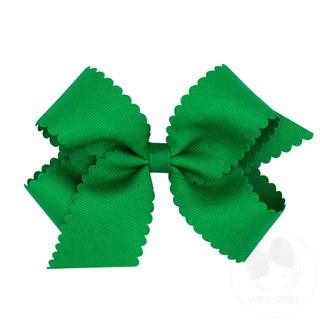 Scallop Edge Hair Bow - Emerald