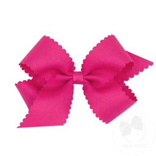 Scallop Edge Hair Bow - Shocking Pink