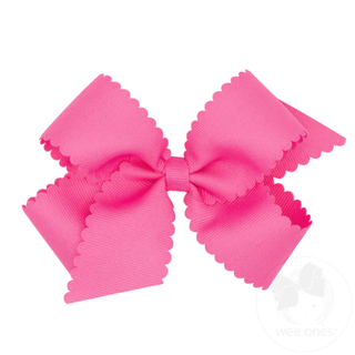 Scallop Edge Hair Bow - Hot Pink