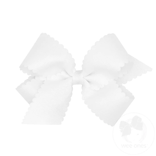 Scallop Edge Hair Bow - White