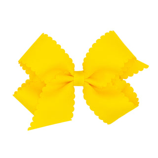 Scallop Edge Hair Bow - Bright Yellow