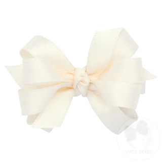 French Satin Hair Bow - Ecru