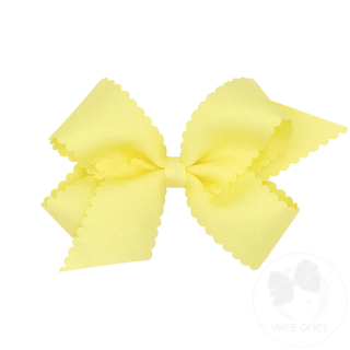 Scallop Edge Hair Bow -  Light Yellow