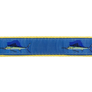 Embroidered Ribbon Belt - Sailfish on Yellow