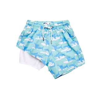 Boys Swim Trunks with Compression Liner - Jaws