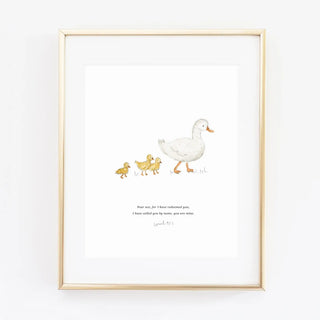 Scripture Print - Isaiah 43:1 Mama & Baby Ducks