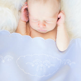 Receiving Blanket with Scalloped Edge - Blue