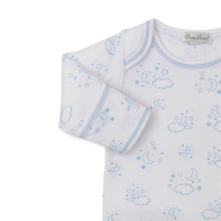 Printed Footed Pant Set - Cheerful Good Night - Light Blue