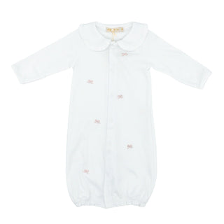 Pima Collared Converter Gown with All-over Hand-embroidery - Little Bows