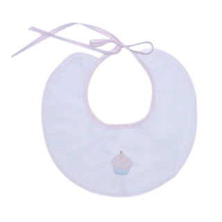 Classic Bib with Cupcake Shadow Embroidery - Pink