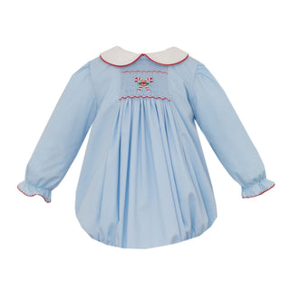 Girls Smocked Long-sleeve Bubble - Candy Canes