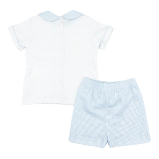 Boy Knit Straight-leg Short Set with Hand-smocking - Pumpkins