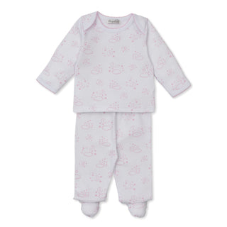 Printed Footed Pant Set - Cheerful Good Night - Light Pink