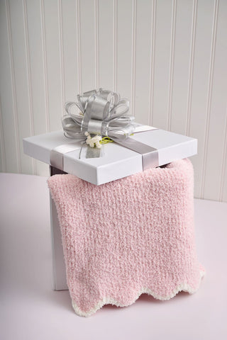Scallop Chenille Blanket - Pink