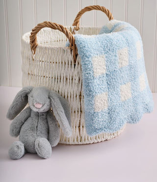 Chenille Blanket - Blue Gingham