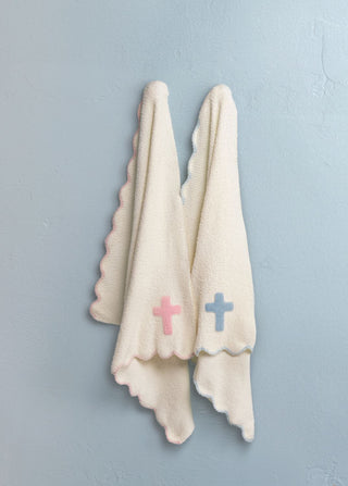 Cross Chenille Blanket - Blue