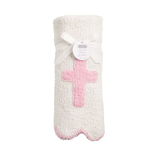 Cross Chenille Blanket - Pink