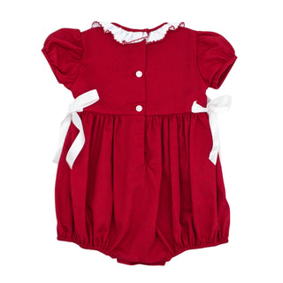Rosie Bubble with Hand-smocking - Classic Christmas Red