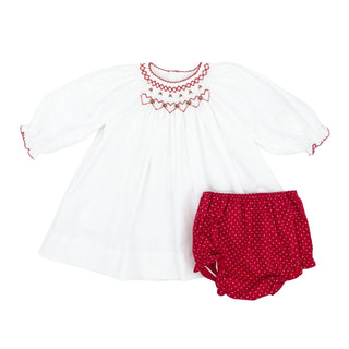Bishop Dress with Hand-smocking - Geometric Hearts