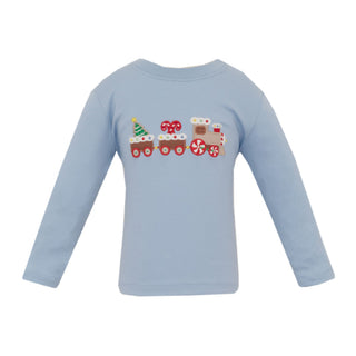 Boys Long-sleeve T-shirt with Applique - Christmas Train
