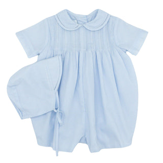 Collared Romper with Pintucks and Hat