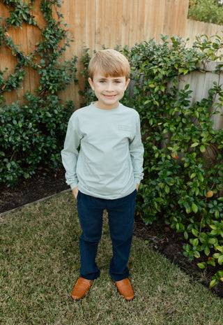 Boys Long-sleeve Logo T-shirt - Turkey on Sage