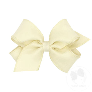 Dupioni Silk & Grosgrain Overlay Hair Bow