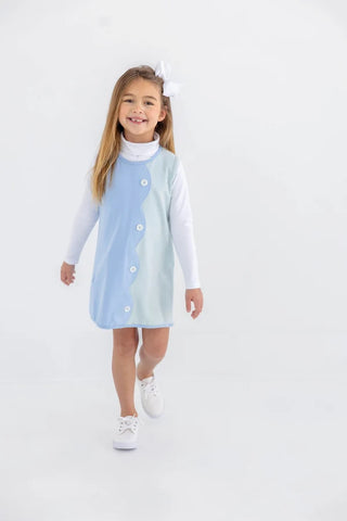 Kennedy Colorblock Dress (Knit) - Sarasota Sky & Old Greenwich Green