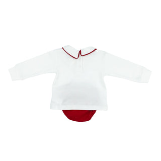 Boys Pima Diaper Set - White with Red