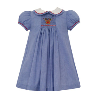 Smocked Dress - Reindeer Faces
