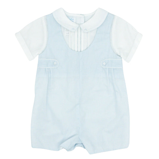 Boys Romper with Side Tabs and Pintucks